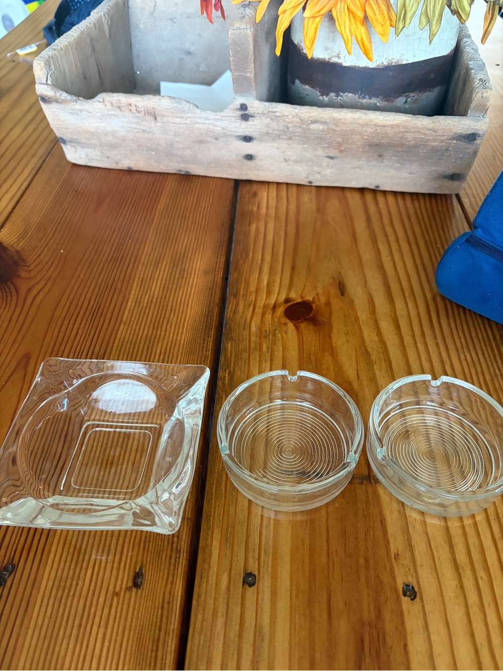 Clear Glass Ashtray Set -